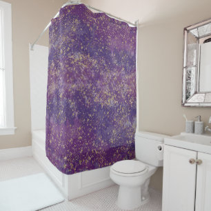 Rideaux De Douche Violet et Or Éclaboussures Glam Moderne