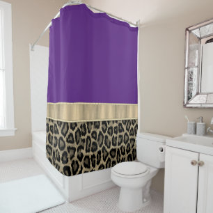 Rideaux De Douche Violet profond avec Empreinte de léopard