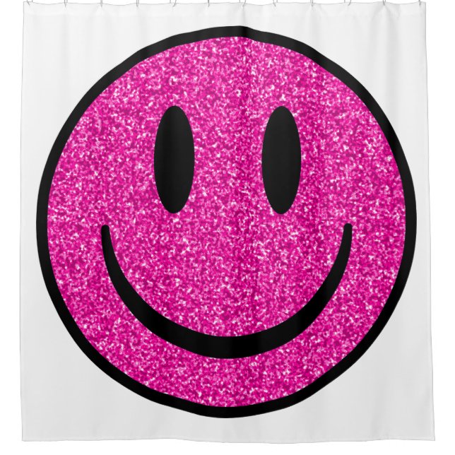 Rideaux De Douche Visage de sourire rose Parties scintillant (Devant)