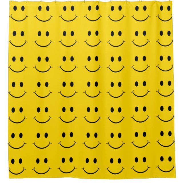 Rideaux De Douche Visage Jaune Jaune Classique des années 70 (Devant)