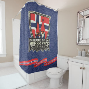 Rideaux De Douche Visage Norvégien Damassé Bleu