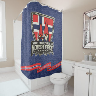 Rideaux De Douche Visage Norvégien Damassé Bleu