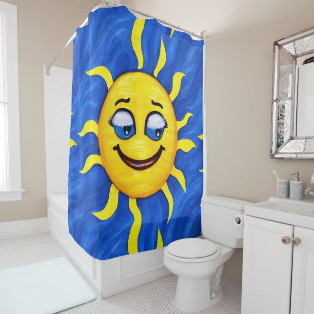 Rideaux De Douche Visage souriant Soleil ensoleillé (En situation)