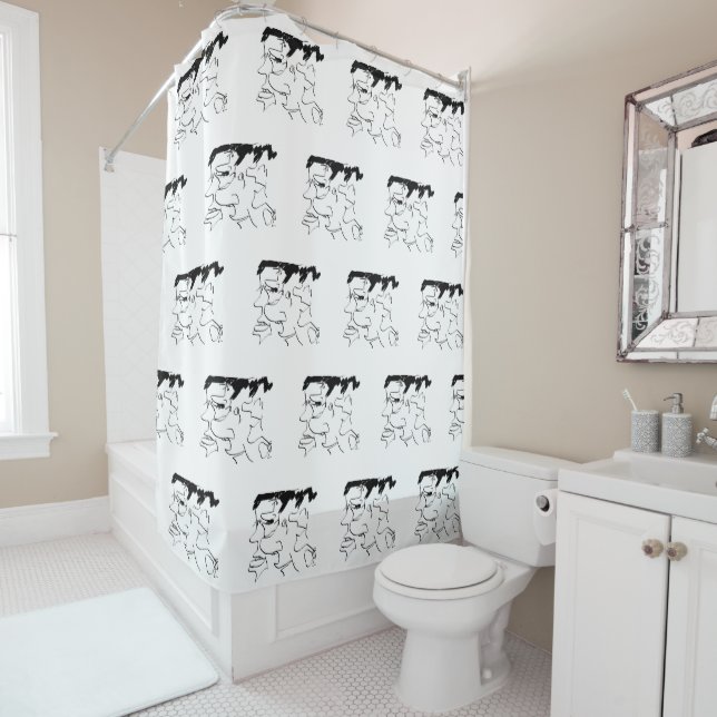 Rideaux De Douche Visages sous la douche (En situation)