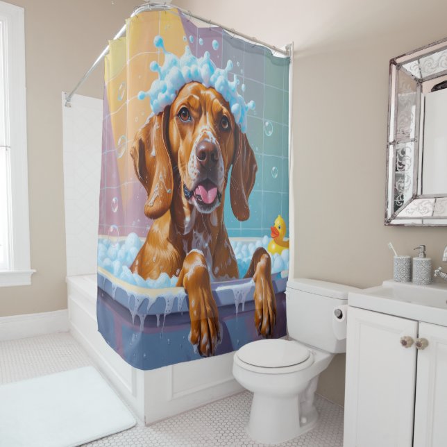 Rideaux De Douche Vizsla Sloppy Sleepy mignonne drôle (En situation)