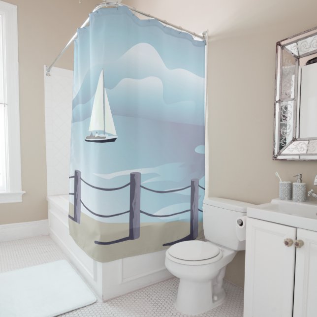 Rideaux De Douche Voilier Aqua Ocean Douche (En situation)