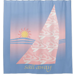 Rideaux De Douche Voilier rose et bleu