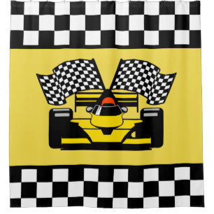 Rideaux De Douche Voiture de course jaune : Indicateur du vérificat