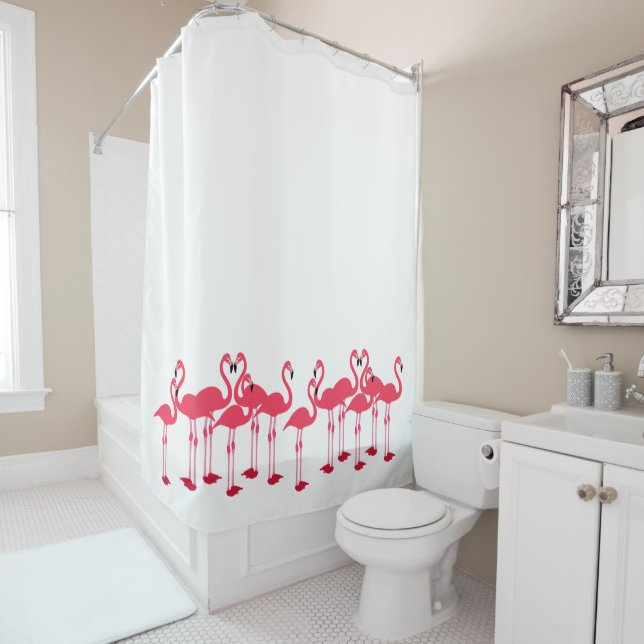 Rideaux De Douche Volée Rose De Flamants roses À Thème (En situation)