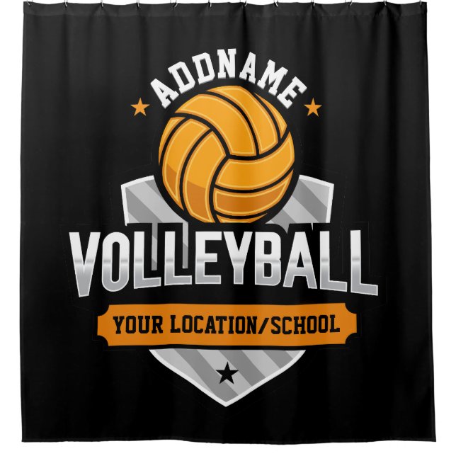 Rideaux De Douche Volleyball AJOUTER TEXTE École Varsity Team Joueur (Devant)