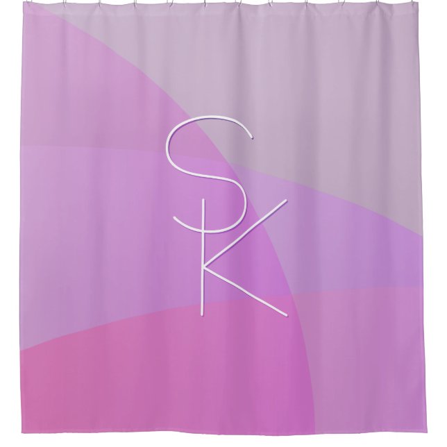 Rideaux De Douche Vos initiales de chevauchement | Géométrique rose  (Devant)