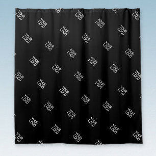 Rideaux De Douche Votre Motif de logo simple et répétitif Noir