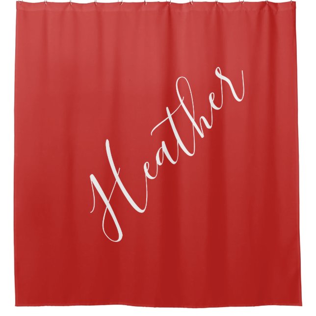 Rideaux De Douche Votre script blanc personnalisé en rouge (Devant)