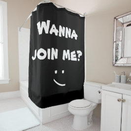 Rideaux De Douche VOULEZ ME JOINDRE noir et blanc drôle