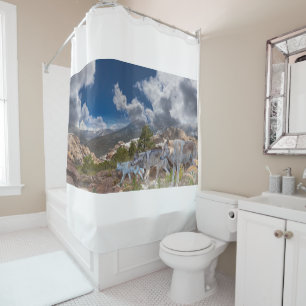 Rideaux De Douche Voyage en famille de loups gris