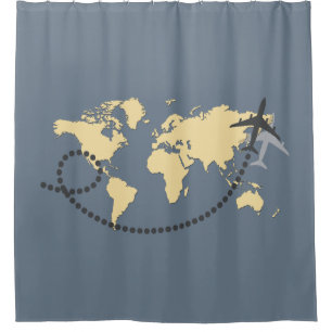 Rideaux De Douche Voyageons l'illustration du monde
