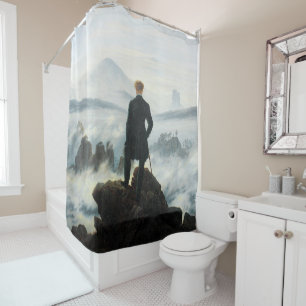 Rideaux De Douche Wanderer au-dessus de la mer de brouillard, Friedr