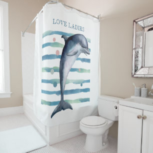 RIDEAUX DE DOUCHE WATERCOLOR DOLPHIN ART BEACH MAISON DE VACANCES
