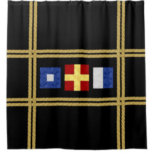 Rideaux De Douche Watercolor Nautical Signal maritime Flag monogram