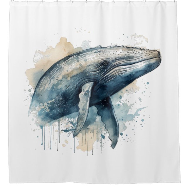 Rideaux De Douche Watercolor Whale Wonder (Devant)