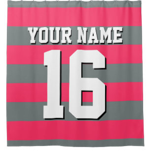 Rideaux De Douche Watermelon Charcoal Sports Jersey Preppy Stripe