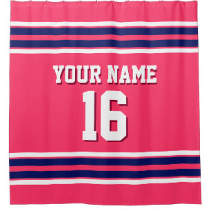 Rideaux De Douche Watermelon Rose Navy White Stripes Sports Jersey