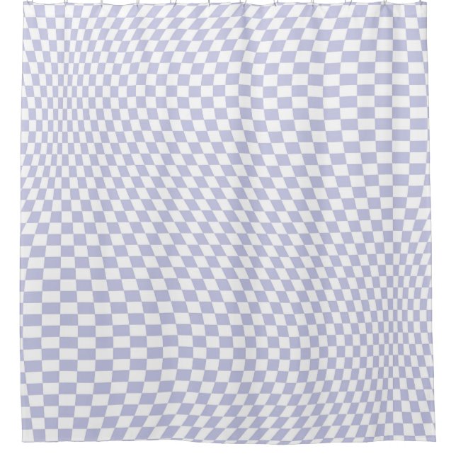 Rideaux De Douche Wavy À damiers Pastel Purple Checkerboard Motif (Devant)