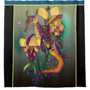 Rideaux De Douche Weedy Seadragon avec orchidées
