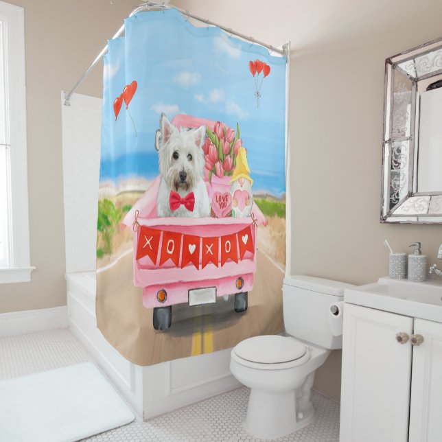 Rideaux De Douche West highland white terrier Chien Saint-Valentin (En situation)