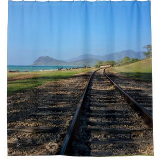 Rideaux De Douche West Oahu Hawaii Mountains and Railroad
