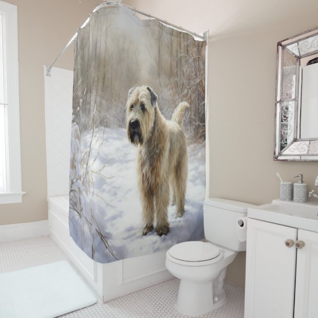 Rideaux De Douche Wheaten Terrier Laisser neiger Noël (En situation)
