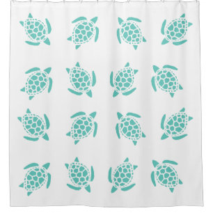 Rideaux De Douche Whimsical Aqua Blue Sea Turtles Motif nautique