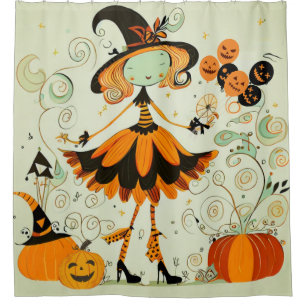 Rideaux De Douche whimsical/sorcière/citrouille/chute