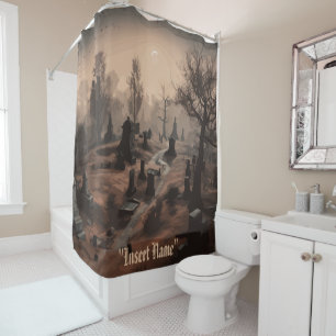 Rideaux De Douche Whispers in the Dark : Terrifying Cemetery Ambienc