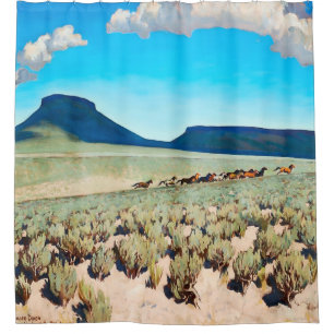 Rideaux De Douche « Wild Horse Country » par Maynard Dixon