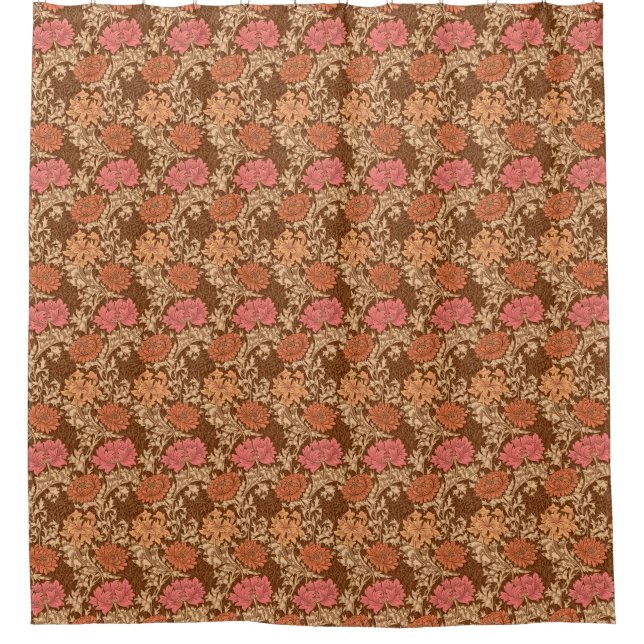 Rideaux De Douche William Morris Chrysanthèmes, Brown et rouille (Devant)