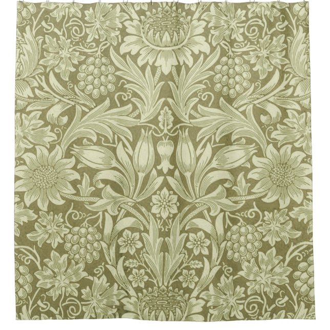 Rideaux De Douche William Morris Fleur verte tournesol (Devant)