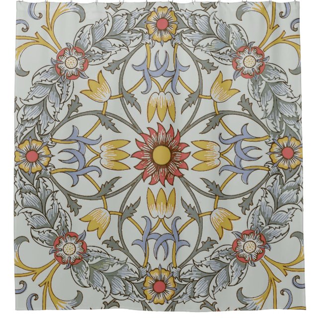 Rideaux De Douche William Morris Floral Circle Flower Illustration (Devant)