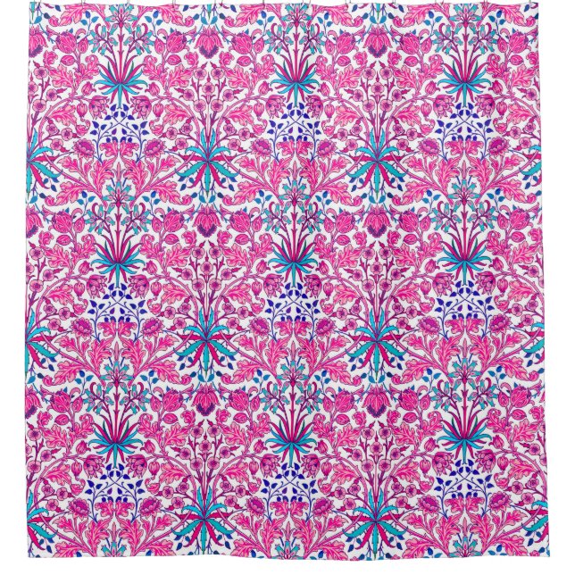 Rideaux De Douche William Morris Hyacinth Imprimer, rose Fuchsia (Devant)