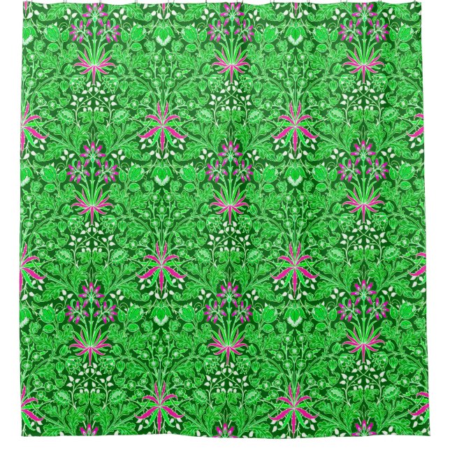 Rideaux De Douche William Morris Hyacinth Print Lime & Emerald Green (Devant)