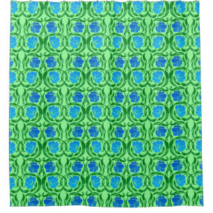 Rideaux De Douche William Morris Pimpernel, Blue & Lime Green