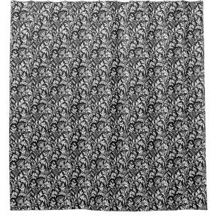 Rideaux De Douche William Morris Thistle Damask, noir et blanc