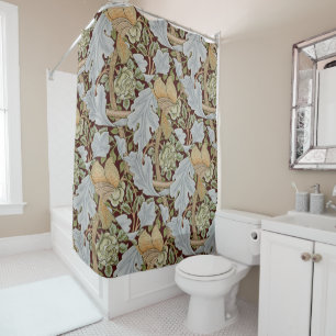 Rideaux De Douche William Morris Vintage Floral Fleur Blanc Rouge