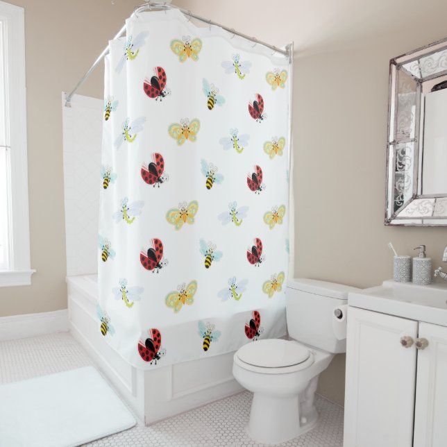 Rideaux De Douche Wing-Nutz™_Fluttering Buddies_motif_sucré & mignon (En situation)
