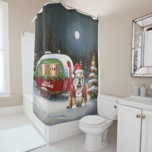 Rideaux De Douche Winter Bulldog Caravan Christmas Adventure