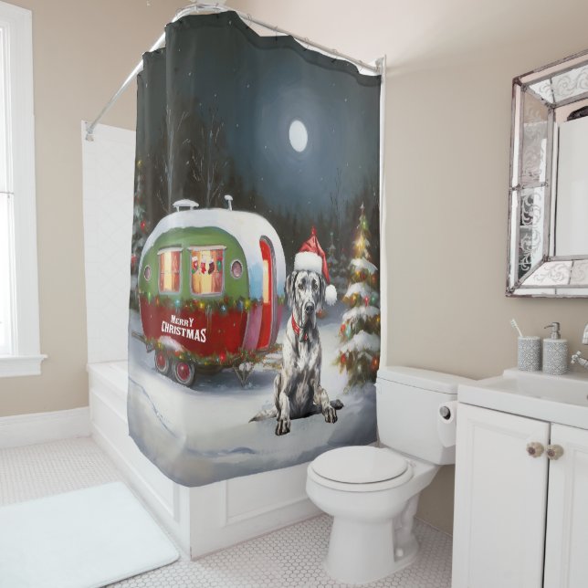 Rideaux De Douche Winter Great Dane Caravan Christmas Adventure (En situation)