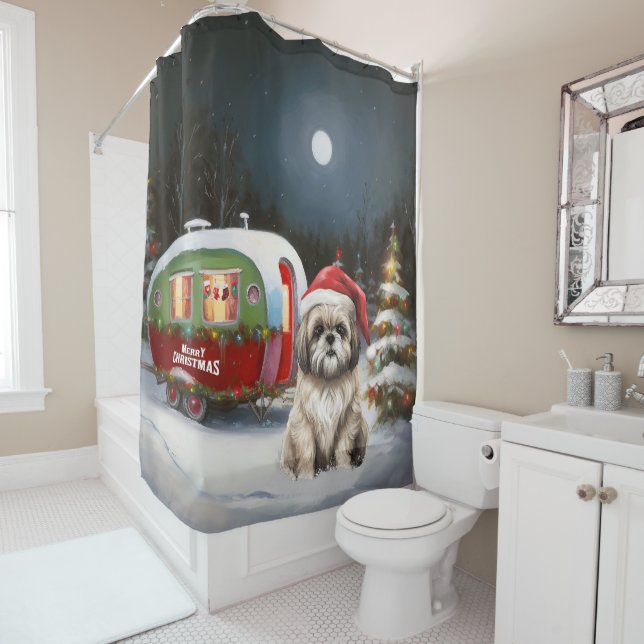 Rideaux De Douche Winter Havanese Caravan Christmas Adventure (En situation)