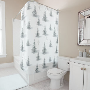 Rideaux De Douche Winter Wonderland Christmas Tree Motif