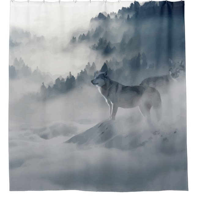 Rideaux De Douche Wolf Animal Wildlife Art (Devant)