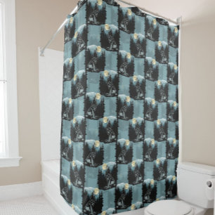 Rideaux De Douche Wolf Howling À Moon Design Motif